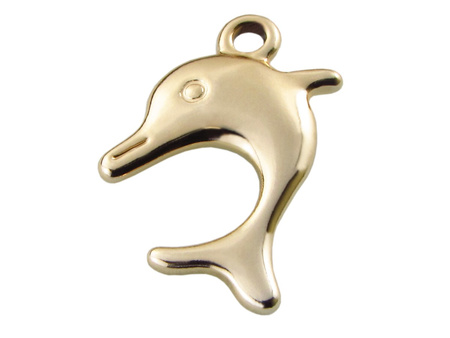 Delfin, zawieszka charms / kolor złoty, KC Gold / 20x12x2mm / otwór 2mm