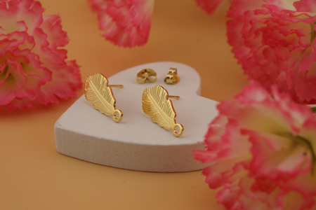 Sztyfty liście / stal chirurgiczna / 21x14mm / złoty / 2szt