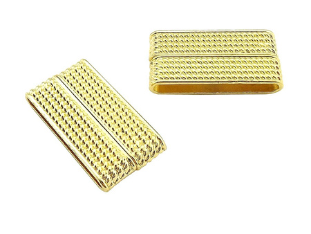 Zapięcie magnetyczne płaskie / kolor złoty / długi płaski otwór / 32x14x7mm / otwór 4x29mm