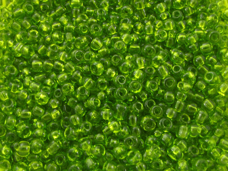 Koraliki szklane drobne, transparent Peridot / 2,3mm / otwór round / 20g