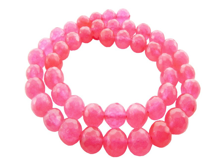 Agat, kula fasetowana 7-8mm / różowy, landrynkowy / otwór 1.6mm / 45szt / 1 sznur