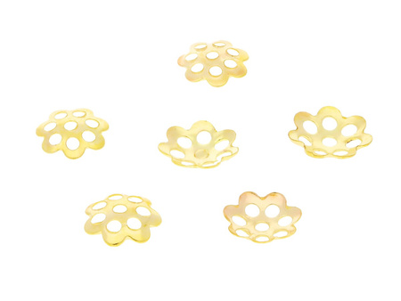 Kwiatki / nakładki na koraliki / 7.5mm / złoty / otwór 1mm / 150szt