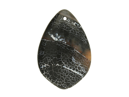Agat / zawieszka / latawiec / 47x31x6mm / czarny, biały / 1szt