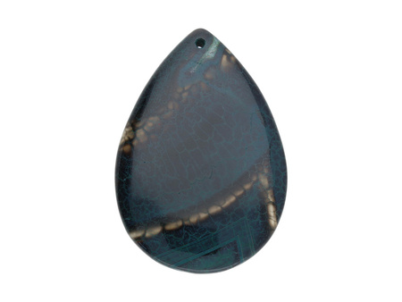 Agat / zawieszka / kropla / 56x38x6mm / czarno-granatowy / 1szt