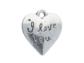 I love you / zawieszka / II gatunek / 18x15x1.5mm / srebrny / 2szt