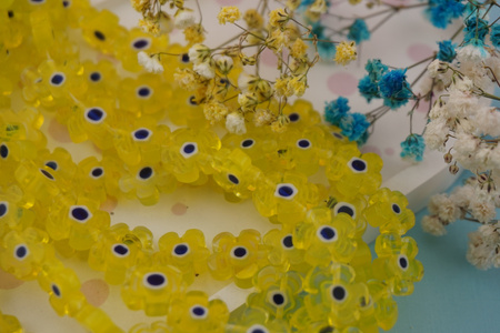 Żółty kwiatek / szkło lampwork / 10x10mm / 2szt