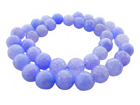 Agat, kula fasetowana 7-8mm / pastelowy chabrowy / otwór 1.6mm / 45szt / 1 sznur