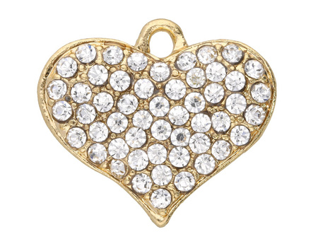 Serce Glamm™ / zawieszka charms / 52 cyrkonie / 18x21x3mm / kolor KC Gold / 1szt
