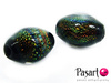 Koraliki szklane iryzowane, czarne / owal / 12x8mm / 1mm / 1szt