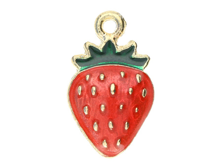 Truskawka SweetCharm™ / zawieszka z wadą / 17x10x3mm / KC Gold / 2szt