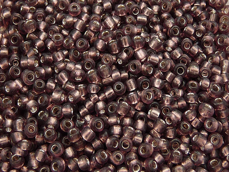 Koraliki szklane drobne, silver lined / medium amethyst / 2,3mm / otwór round / 20g