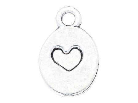 Serce / zawieszka charms z wadą / 9x7mm / srebrny / 6szt