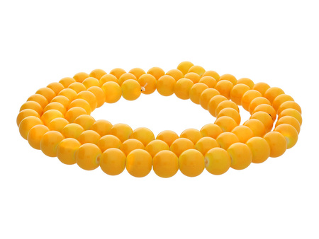 Koraliki powlekane z wadą / kula / 10mm / ciemny żółty / 85szt