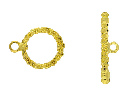 Zapięcie toggle / splot rzymski / 20x15mm + 7x25mm / kolor złoty / uchwyt 2mm / 1szt