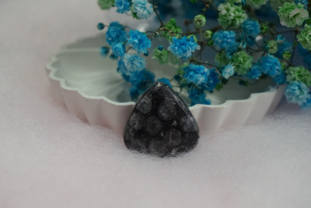 Czarny Fossil / kaboszon / klasa AAA / 27x25x7mm / 1szt