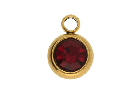 Zawieszka z cyrkonią / stal chirurgiczna / 8x6x3mm / otwór 1.5mm / siam, złoty / 1szt