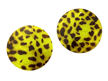 Koraliki masa perłowa, żółto-brązowe / koło / 40x1mm / otwór 2mm / 2szt