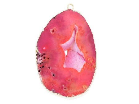 Agat druzy / zawieszka / plaster nieregularny / 68x45x15mm / różowo-pomarańczowy / 1szt