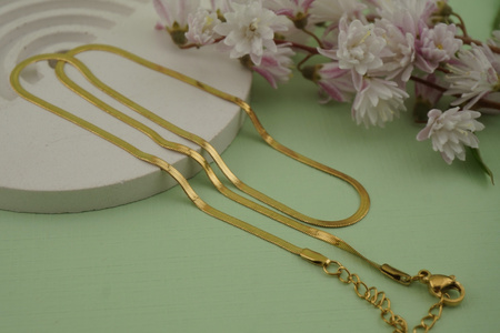 Łańcuszek żmijka płaska / stal chirurgiczna / 2mm / złoty / 40+5cm