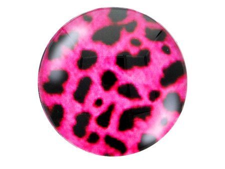 Kaboszon szklany z grafiką K12 PT1380 / różowo-czarny / 12mm / 4szt