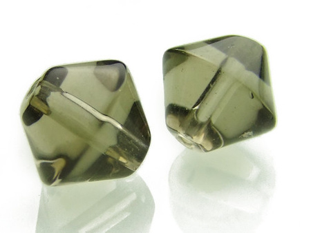 Koraliki szklane kryształki, szare / bicone / 10x10mm / wielkość otworu 1mm / 8szt