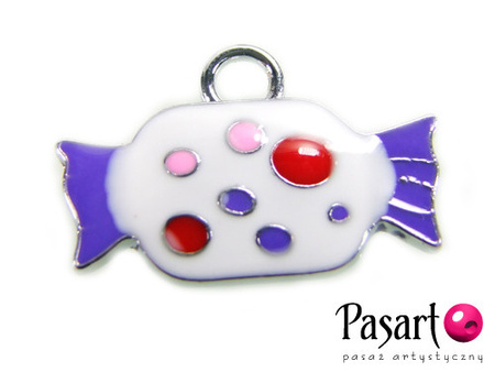 Zawieszka charms, ozdobna / posrebrzana / cukierek / 26x17,5x2,5mm / otwór 3mm / 1szt