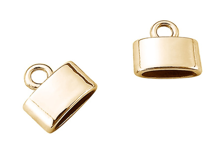 Końcówka metalowa, owalna / kolor złoty, KC Gold / 10x11x5mm / otwór 3,5x9,5mm / uchwyt 2mm