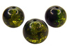 Koraliki szklane crackle, czarno-zielone / kula / 12mm / otwór 1mm / 11szt