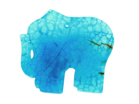Agat / zawieszka / słoń / 40x45x5mm / niebieski / 1szt