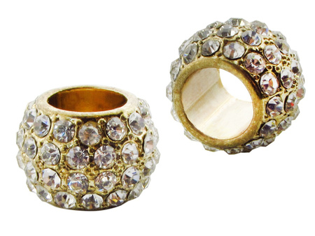 Przekładka Oponka z 56 cyrkoniami 11x16mm / kolor złoty, KC Gold / otwór 8.5mm / 1szt