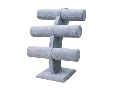 Ekspozytor na biżuterię / potrójny / pluszowy / 24x30x20cm / podstawa 14x14x1.5cm / 1szt