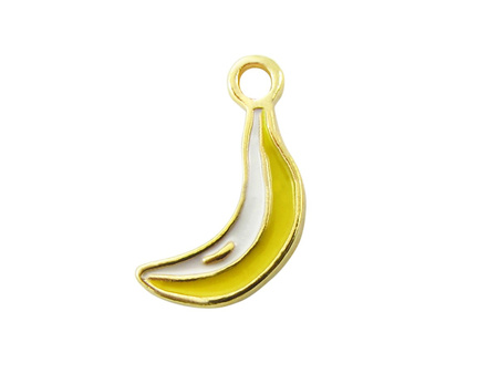 Banan SweetCharm™ / zawieszka charms / 18x9mm / kolor złoty, biały, żółty / otwór 2mm / 1szt