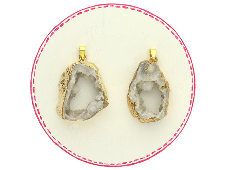 Agat druzy / zawieszka w okuciu / plaster nieregularny / 39x27x10mm / szary / 1szt