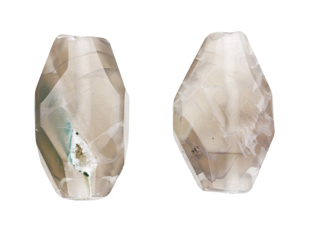 Agat / oliwka nieregularna, fasetowana, płaska / 28x14x8mm / szaro-niebieski / 2szt