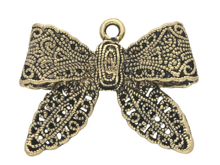 Kokardka / zawieszka charms / 21x27x4.5mm / antyczny brąz / 2szt