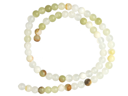 Chalcedon afgański / kula / 4mm / biały / sznur / 90szt