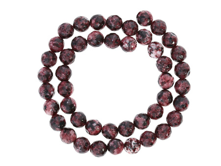 Agat / kula fasetowana / 8mm / burgundowo-biało-czarny / 44szt