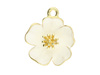 Kwiat / zawieszka /  23x20mm / metal / złoty, biały / 1szt
