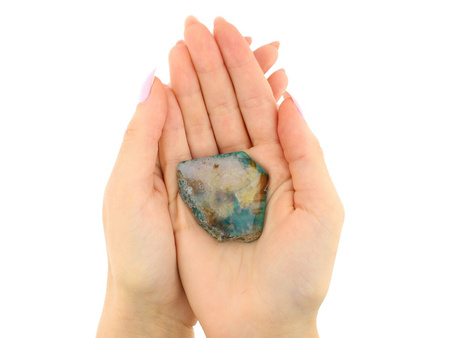 Agat / do oprawy / trapez / 45x50mm / beżowo-morski / 1szt