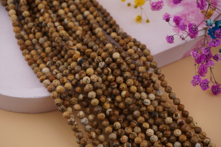 Jaspis obrazkowy / kula fasetowana / 4mm / sznur / około 84szt