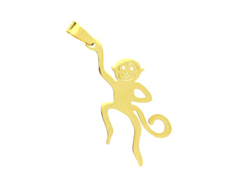 Małpka / zawieszka z krawatką / 39x22mm / stal chirurgiczna / złoty / 1szt