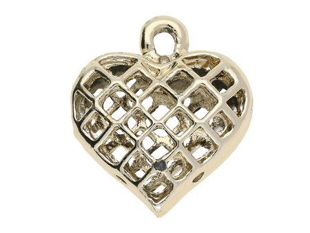 Serce ażurowe / zawieszka charms / 21x19x8mm / KC Gold / 1szt