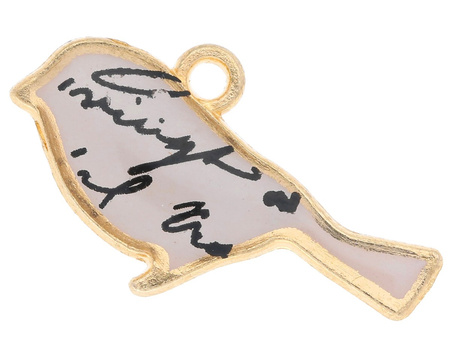 Ptak SweetCharm™ / zawieszka charms / 12x21x2mm / KC Gold, beżowy / 2szt
