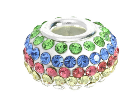 Oponka Discoteque™ / przekładka / 95 cyrkonii / 9x15mm / jasny srebrny,multikolor / otwór 5mm / 1szt