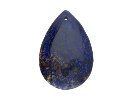 Agat / zawieszka / kropla / 48x32x7mm / granatowo-brązowy / 1szt