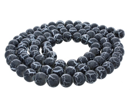 DECO™ / koraliki szklane / kula / 8mm / czarny / otwór 1.2mm / 1 sznur