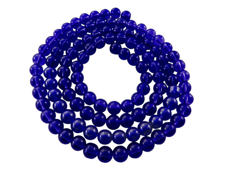 Koraliki szklane, transparentne / kobaltowy / 10mm / otwór 1mm / 1 sznur / 90szt