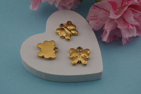 Motylek / zawieszka / stal chirurgiczna / 12x12mm / złoty / 1szt