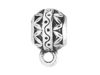 Krawatka ze wzorem / oponka / 7x11x18mm / kolor srebrny / otwór 3.5mm / uchwyt 1mm / 2szt