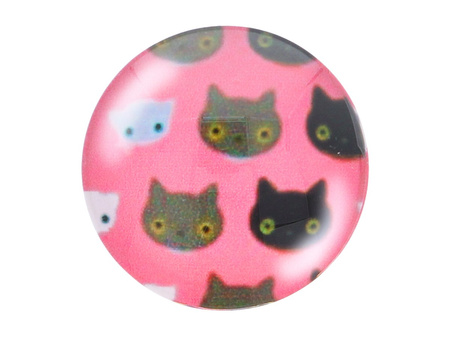 Kaboszon szklany z grafiką K14 PT1404 / różowy / 14mm / 4szt